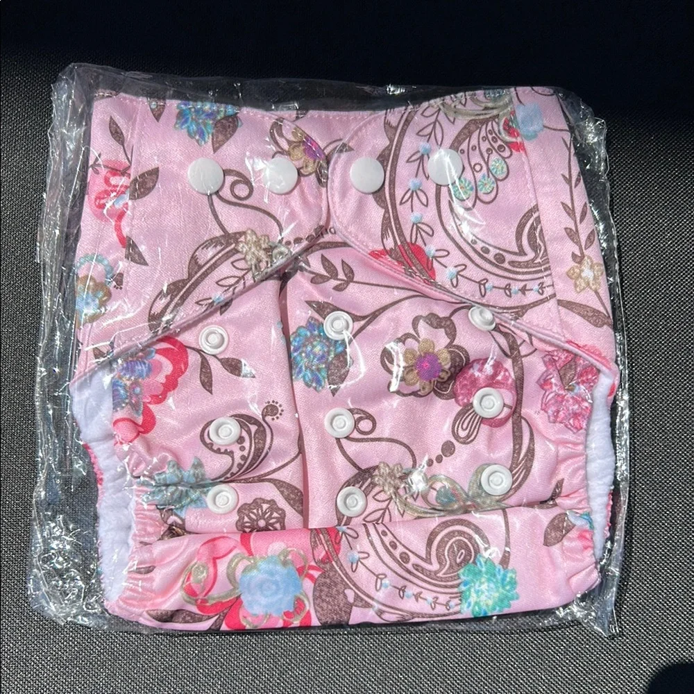 New Washable Reusable Colorful Baby Cloth Diapers Set Pink